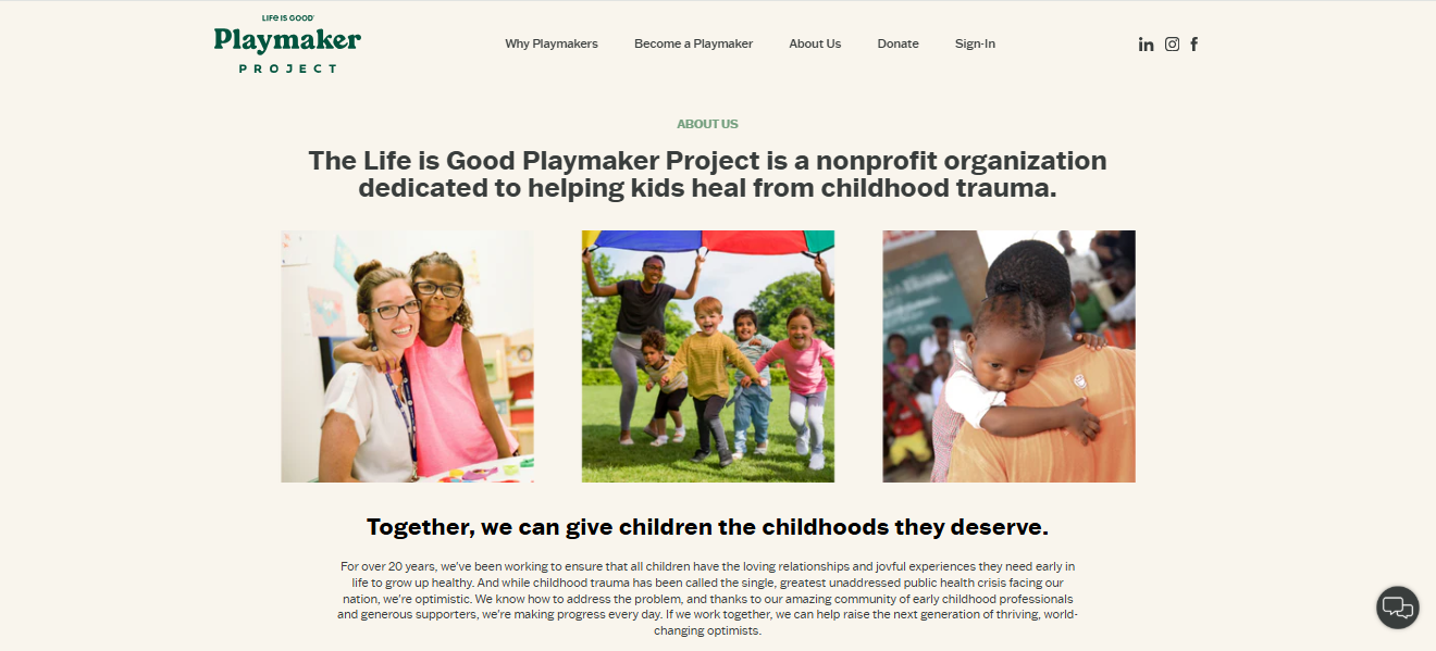 Life is Good Foundation website story